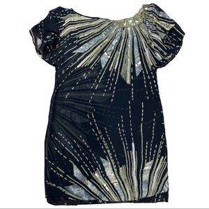 Diane Von Furstenberg black and gold sequin dress